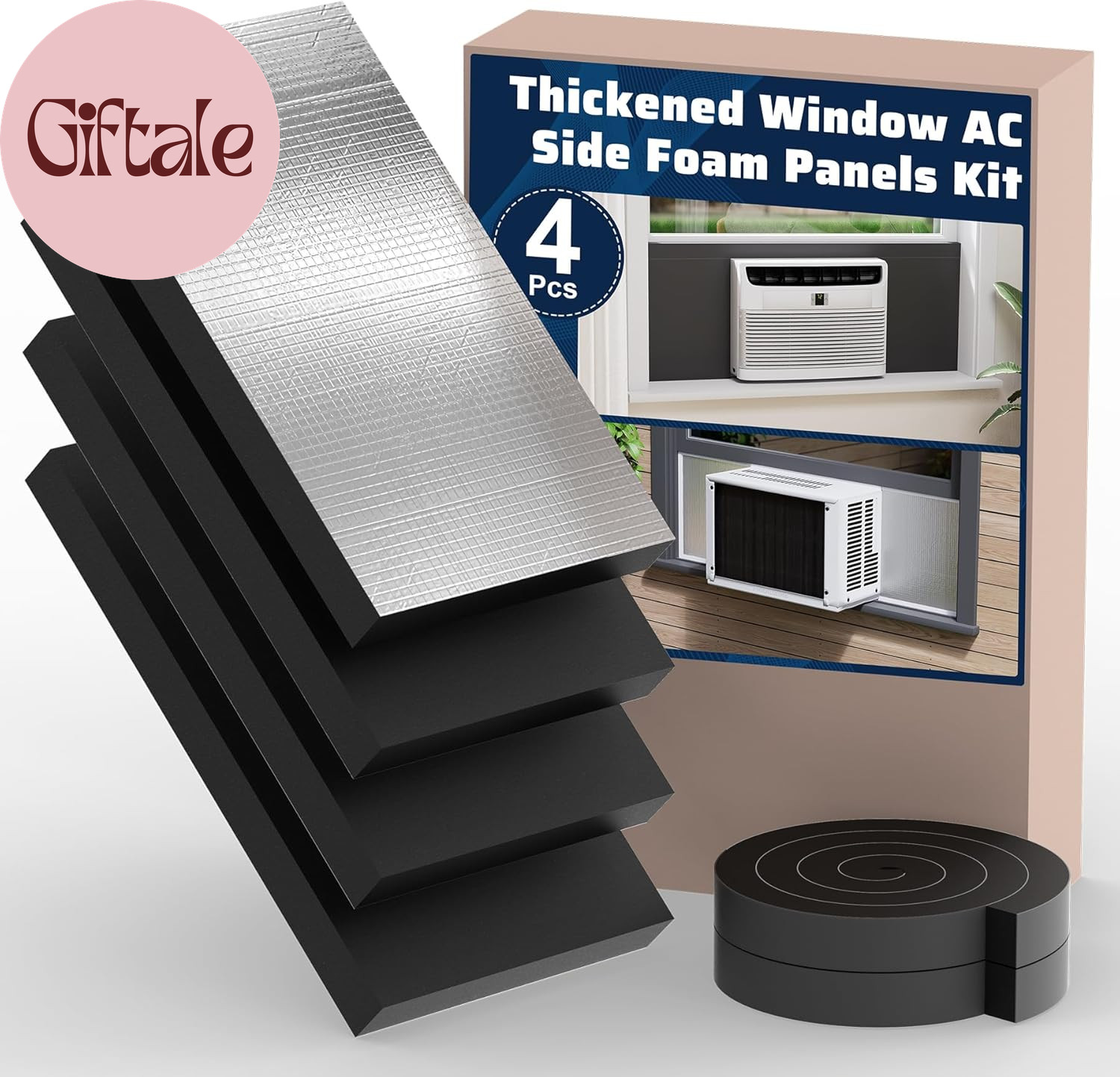 4 Pack Window Air Conditioner Side Panels,17&Prime; X 9&Prime; X 1&Prime; Insulated Foam Panels, I