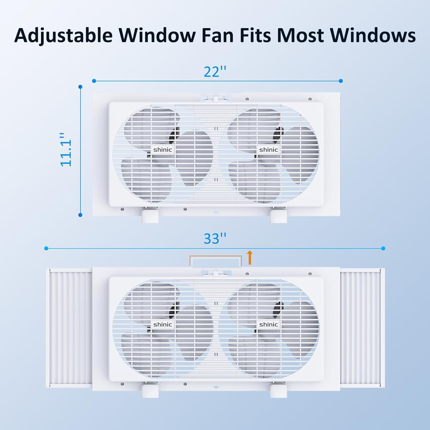 9&Prime; Dual Window Fan,Powerful Cooling,Easy Control,Fits 22&Prime;-33&Prime; | Twin Window Fan