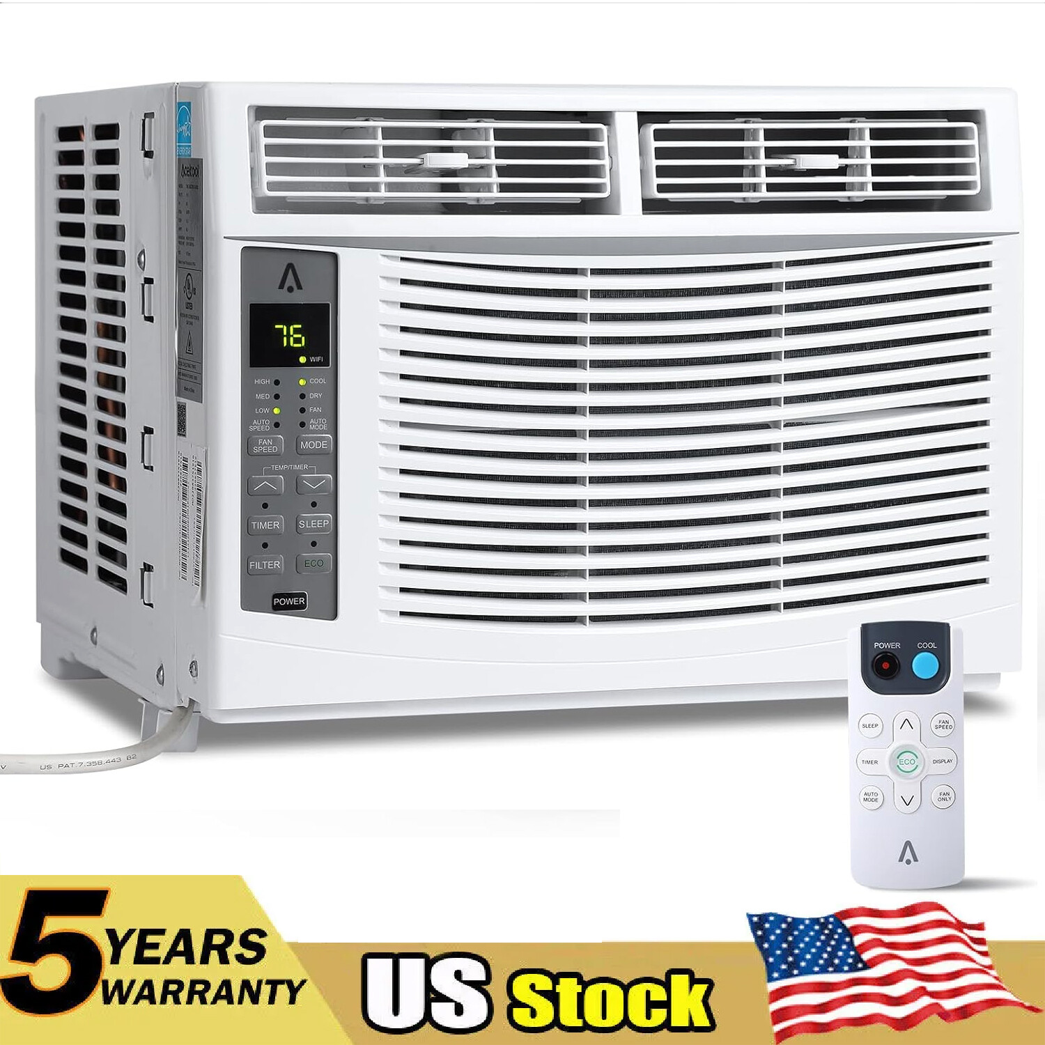 6000BTU Window Air Conditioner Mini Window AC Unit WIFI Timer w/Remote Control