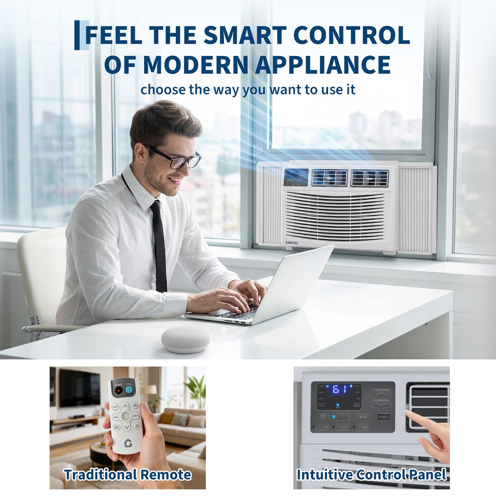 10000 BTU Window Air Conditioner, 3 Cooling & Fan Speeds 450 Sq.ft. for Bedroom