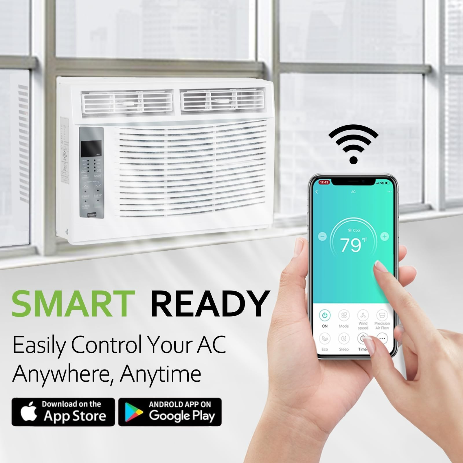 ACHAZEL WiFi Enabled 6,000 BTU Window Air Conditioner, Smart Window AC Unit