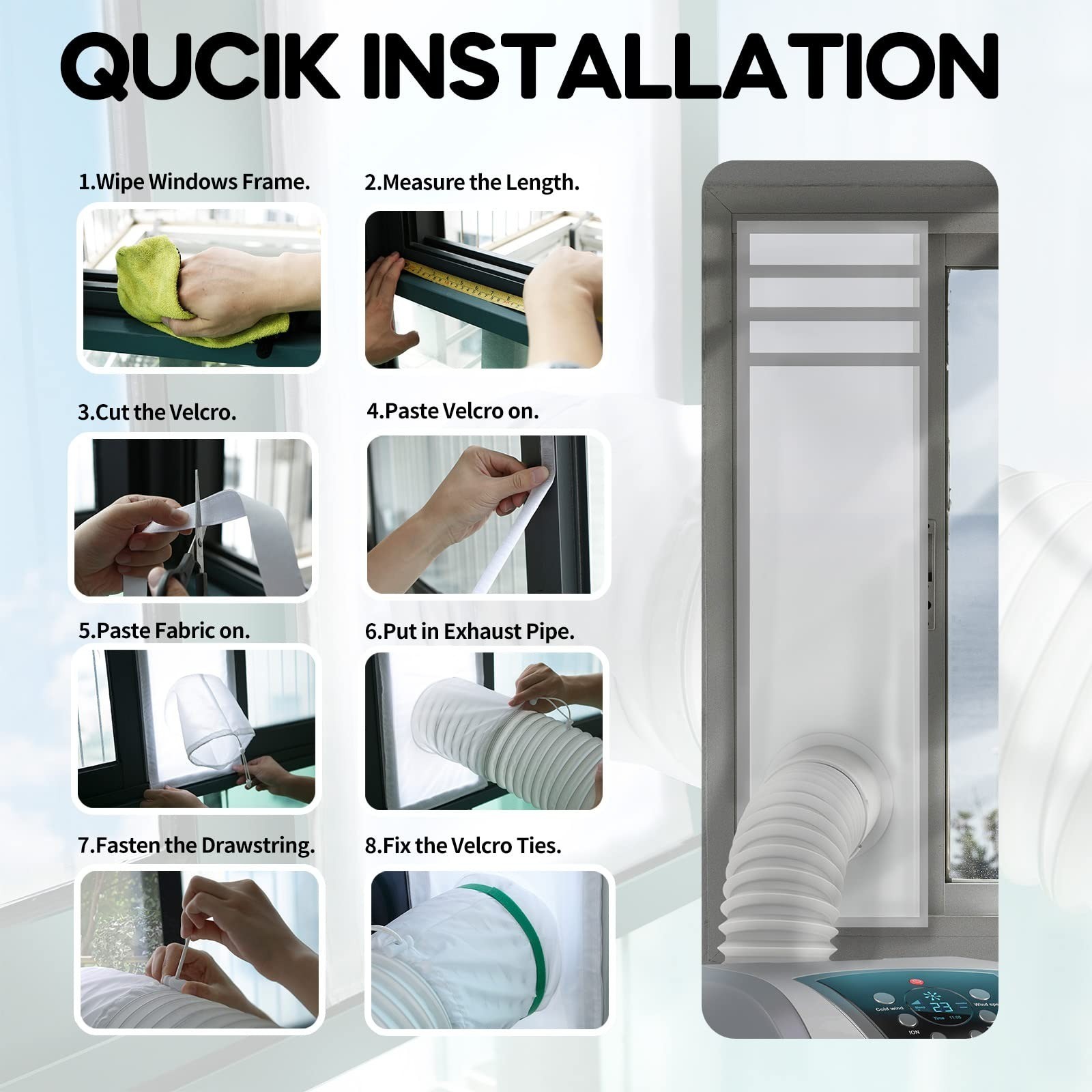 LOVIGA Portable Air Conditioner Window Seal Kit, Adjustable 10×40-64 Inch