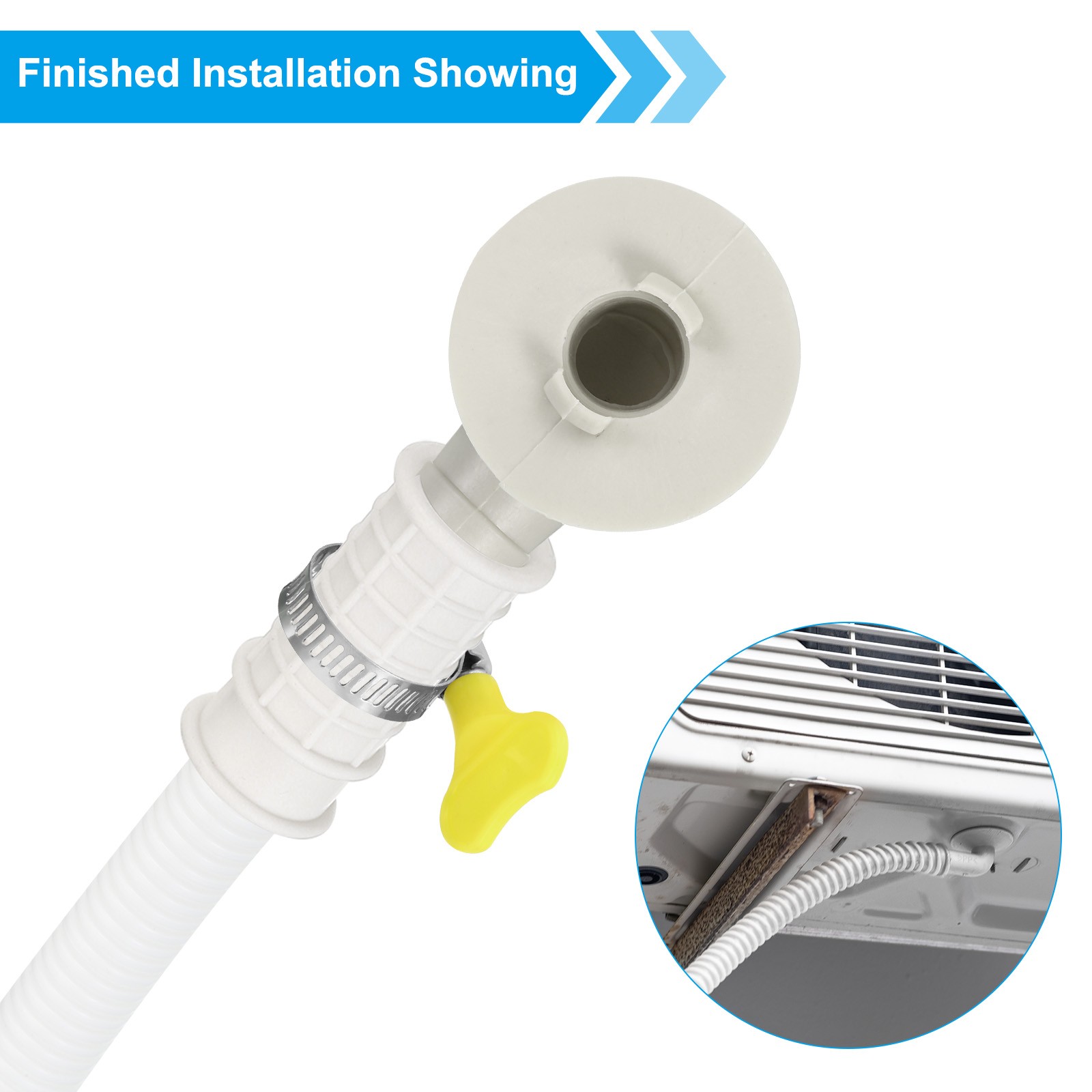 4.9ft Air Conditioner Drain Hose Kit, Hose with Clamp Connector 9, White