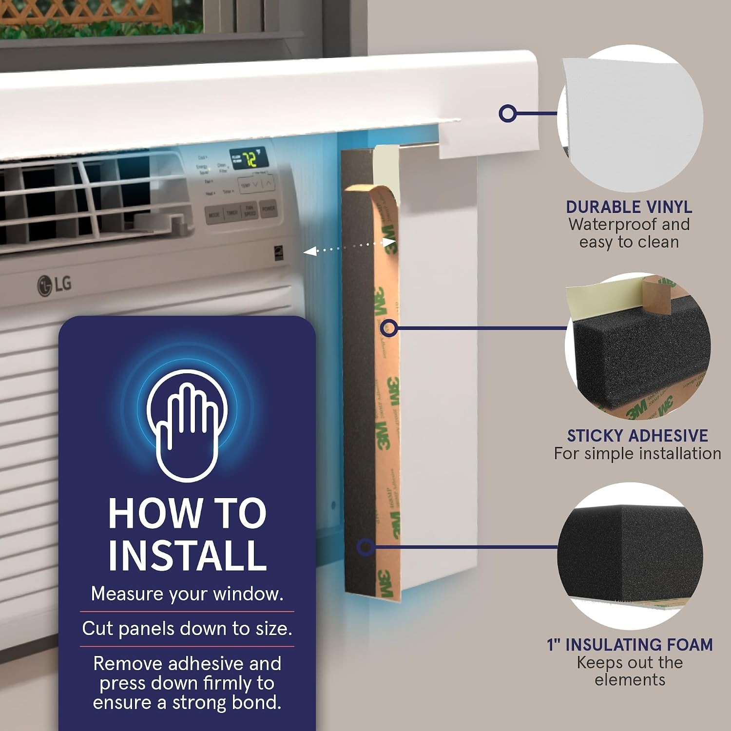 Surround Insulation Side Panels White for Window AC Unit Indoor Air Condition…