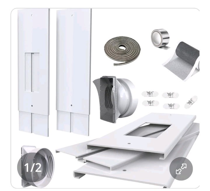 105&Prime; Sliding Door AC Vent Kit w 5.0  » / 5.9 Dual Hose Screen & Weather Stripping