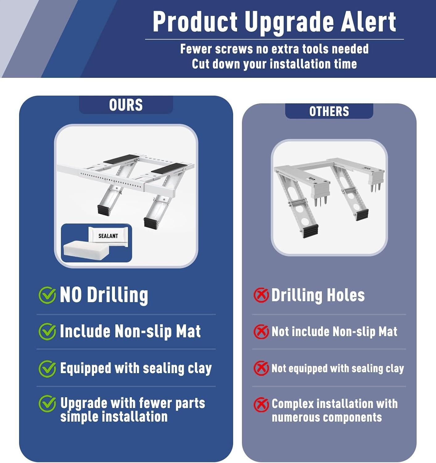 No Drilling Window AC Support Bracket Adjustable Support Fits Single &
