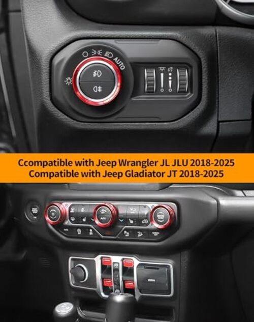 Window Switch Button Cover Volume Radio Air Conditioner Headlight Switch Red