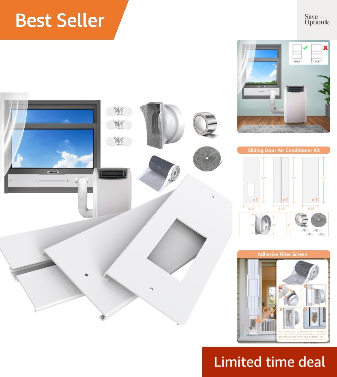 Portable AC Window Vent Kit for Double-Hung/Small sliding windows 26&Prime;-47&Prime;Adju…