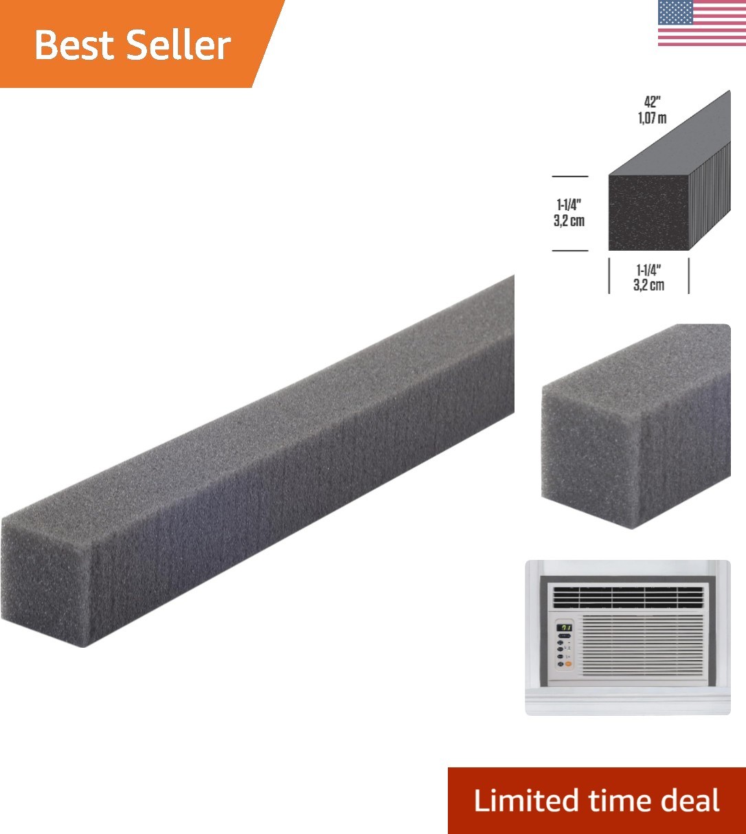 02006 1-1/4 in. X 42 in. Gray Air Conditioner Weatherseal for Window Units