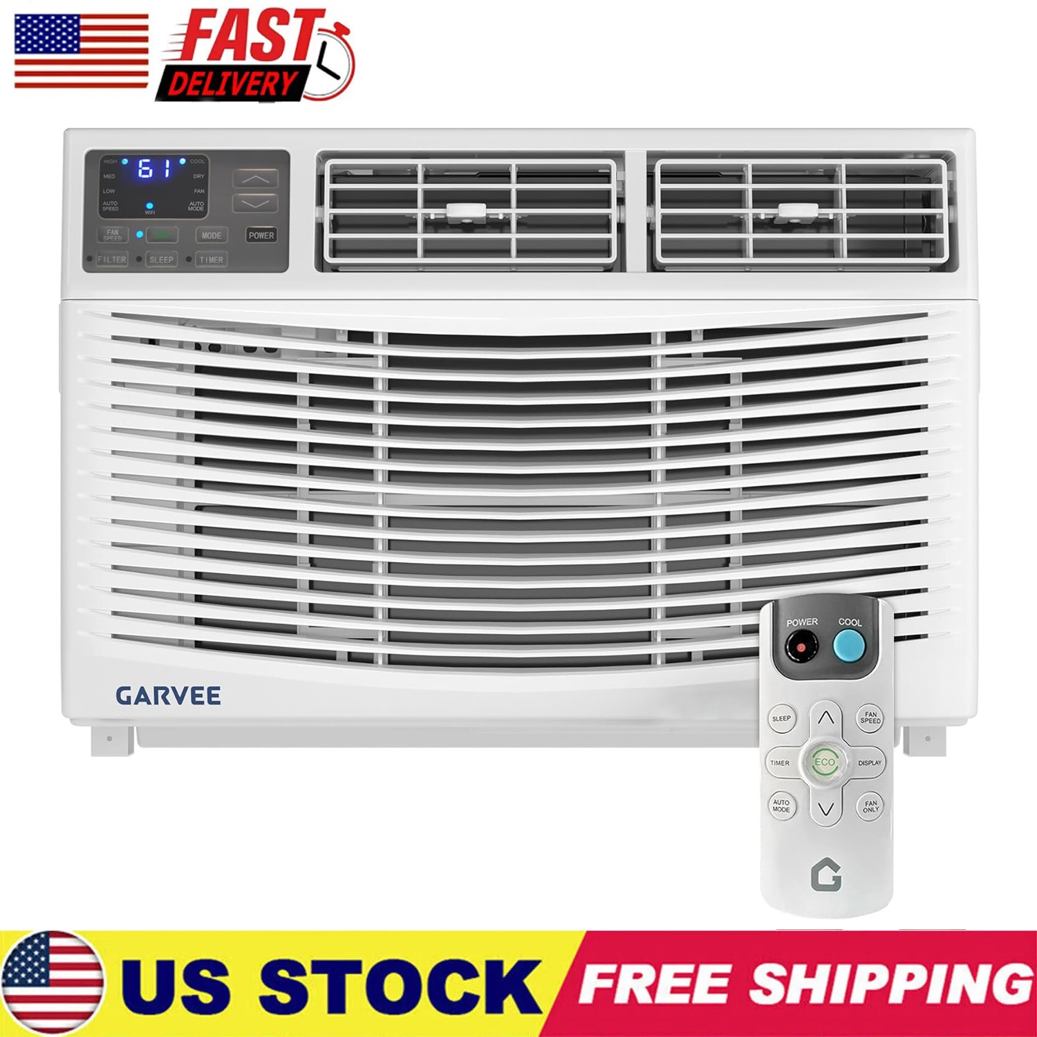 10000 BTU Window Air Conditioner with Remote, Cools Rooms 3 Cooling & Fan Speeds