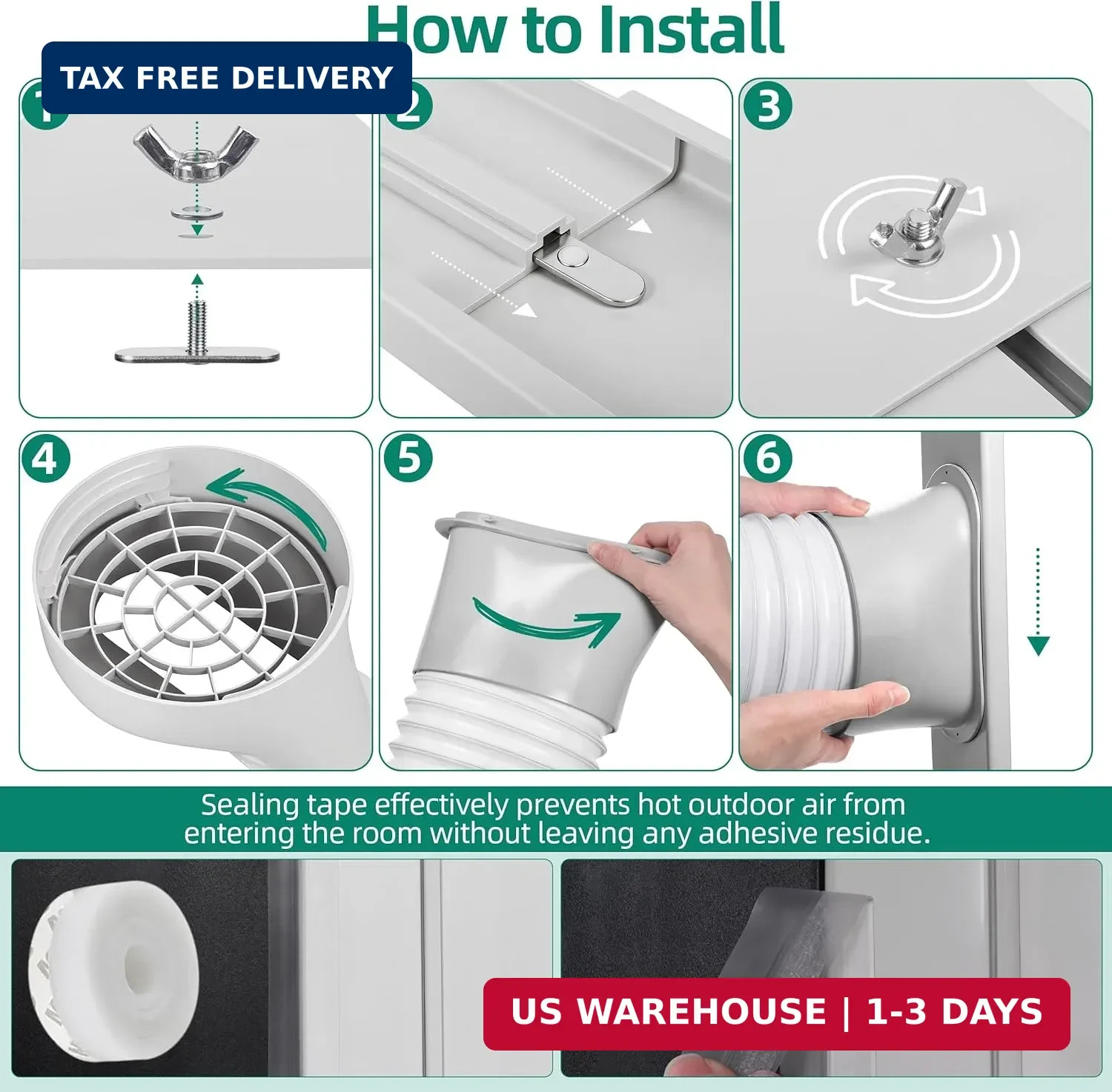 Portable Air Conditioner Window Kit: Adjustable Universal AC Seal Window Vent Ki