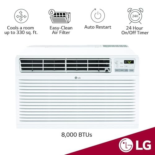 WHITE – LG 8,000 BTU 115V ELECTRONIC THRU THE WALL AC W/REMOTE LT0816CER