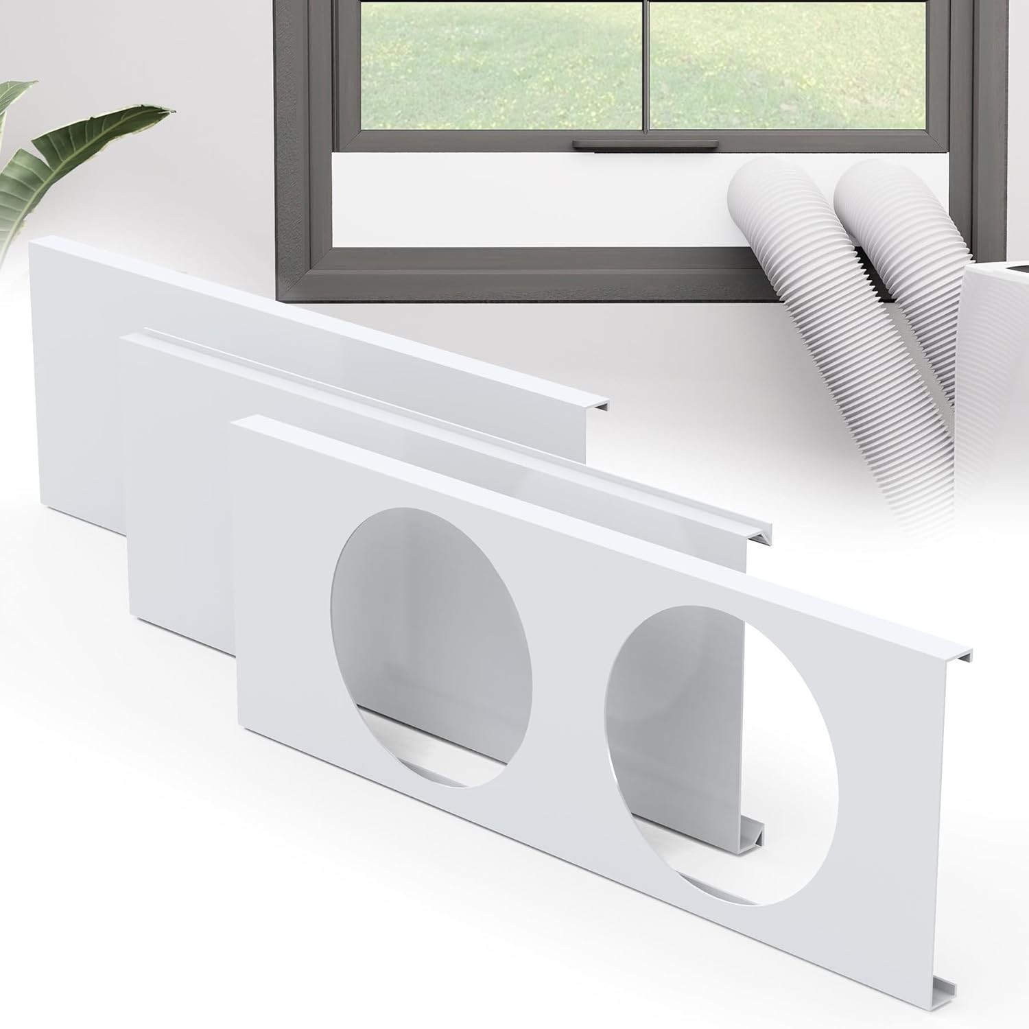 Dual Hose Portable Air Conditioner Window Kit 5.9&Prime; Diameter Portable AC Window