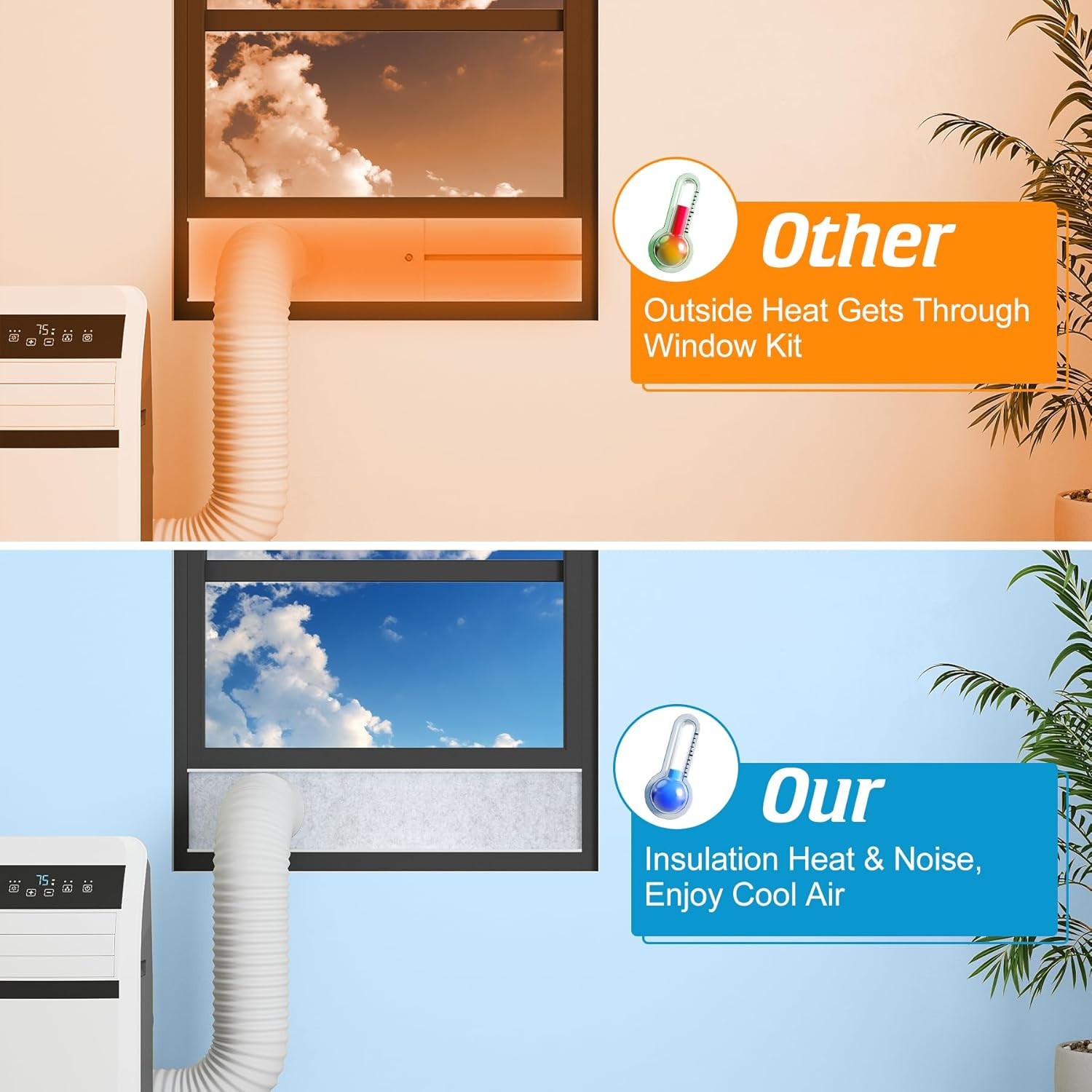 Portable Air Conditioner Window Kit with Foam Insulation,Heat and Noise Insulate