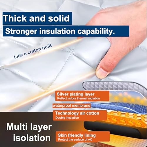 Indoor Window Air Conditioner Cover, Silver, Quilted XXL-28.3*20.9*3in