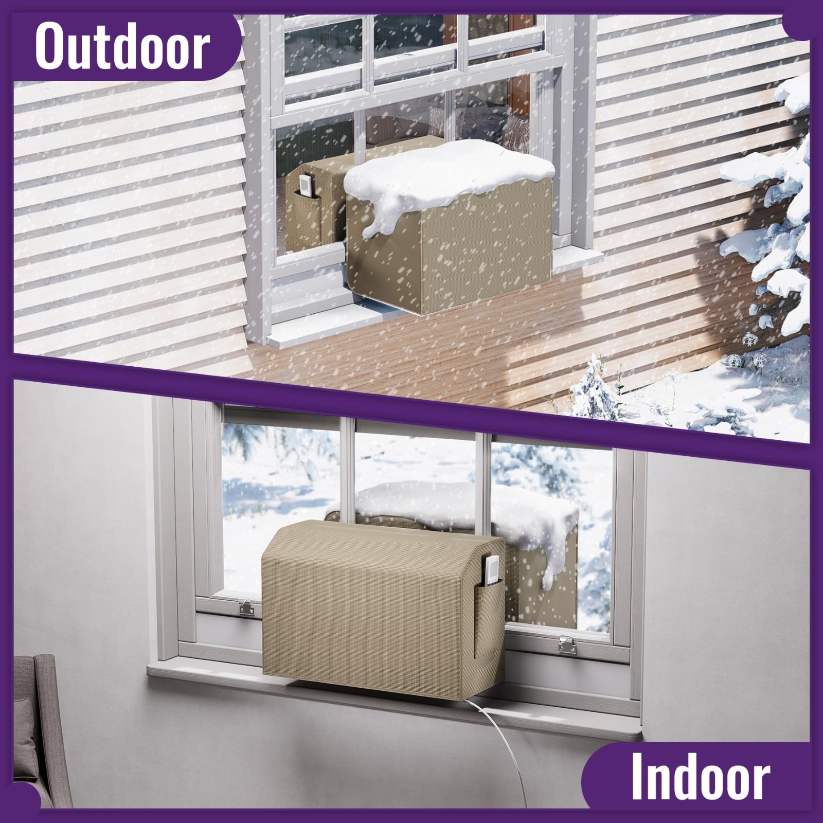 Indoor & Outdoor Air Conditioner Cover Kit for U-Shaped AC Units, Fits 8000-1200
