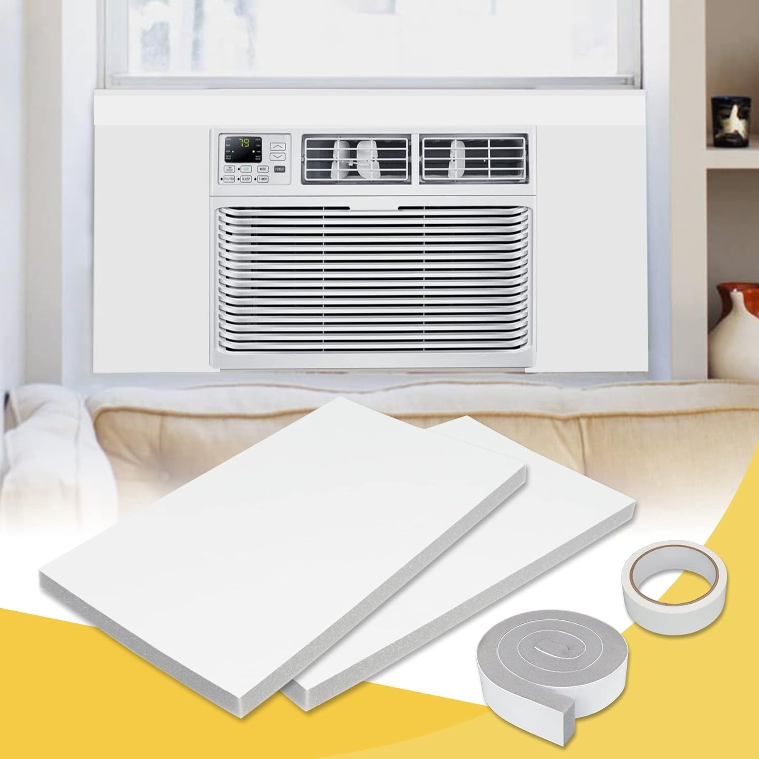Window Air Conditioner Foam Insulated Panel 17 Inch High x 9 Inch Wide All