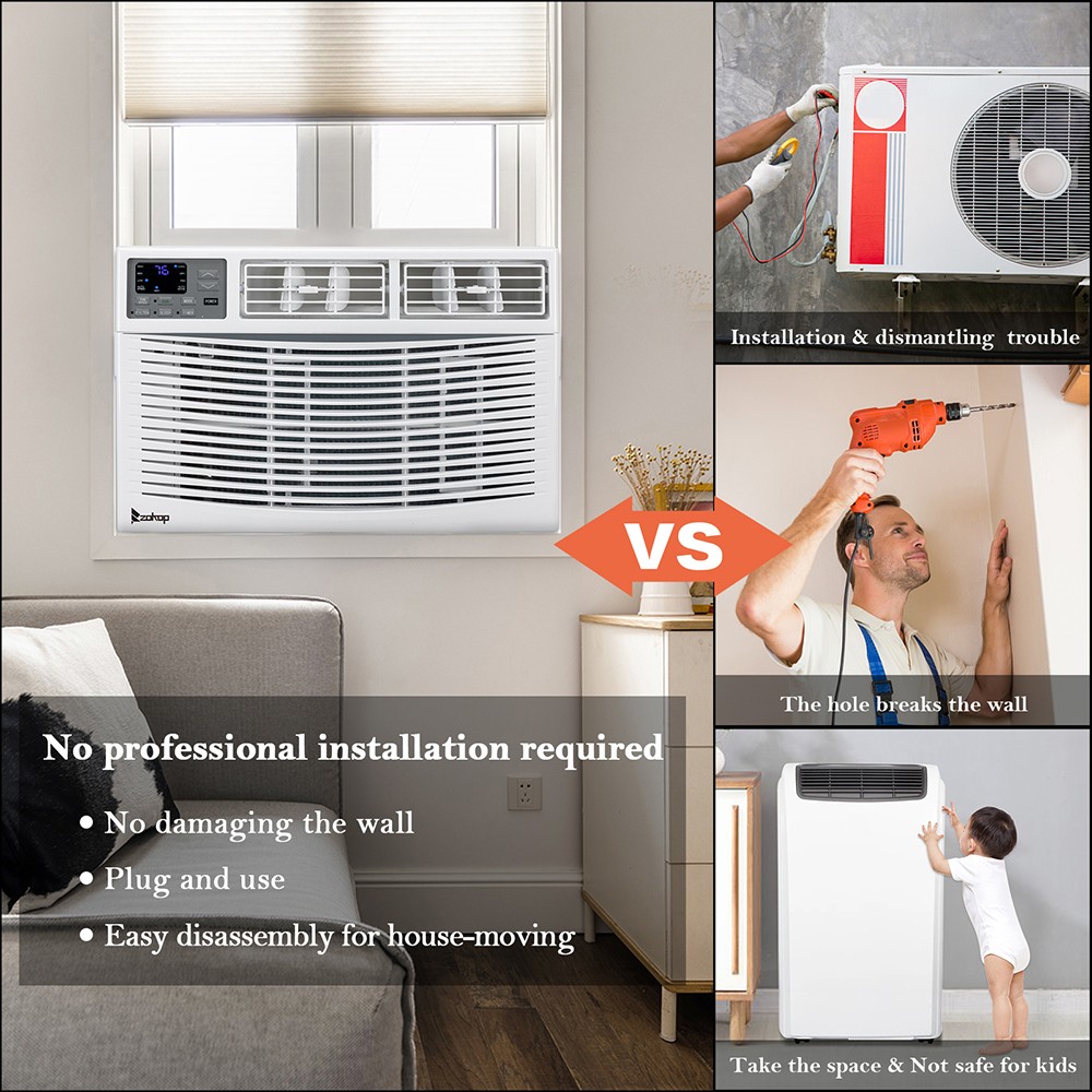14000 BTU Wifi Window Air Conditioner, Window AC Unit up to 700 Sq.ft 115V QUICK