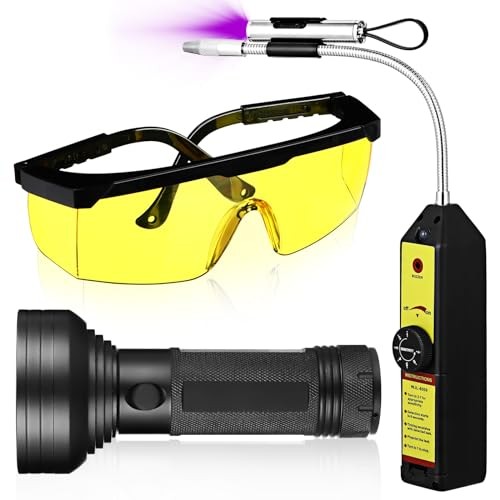 Glooglitter Ac Leak Detector Kit Tool Wjl-6000 68 LED Uv Flashlight Yellow