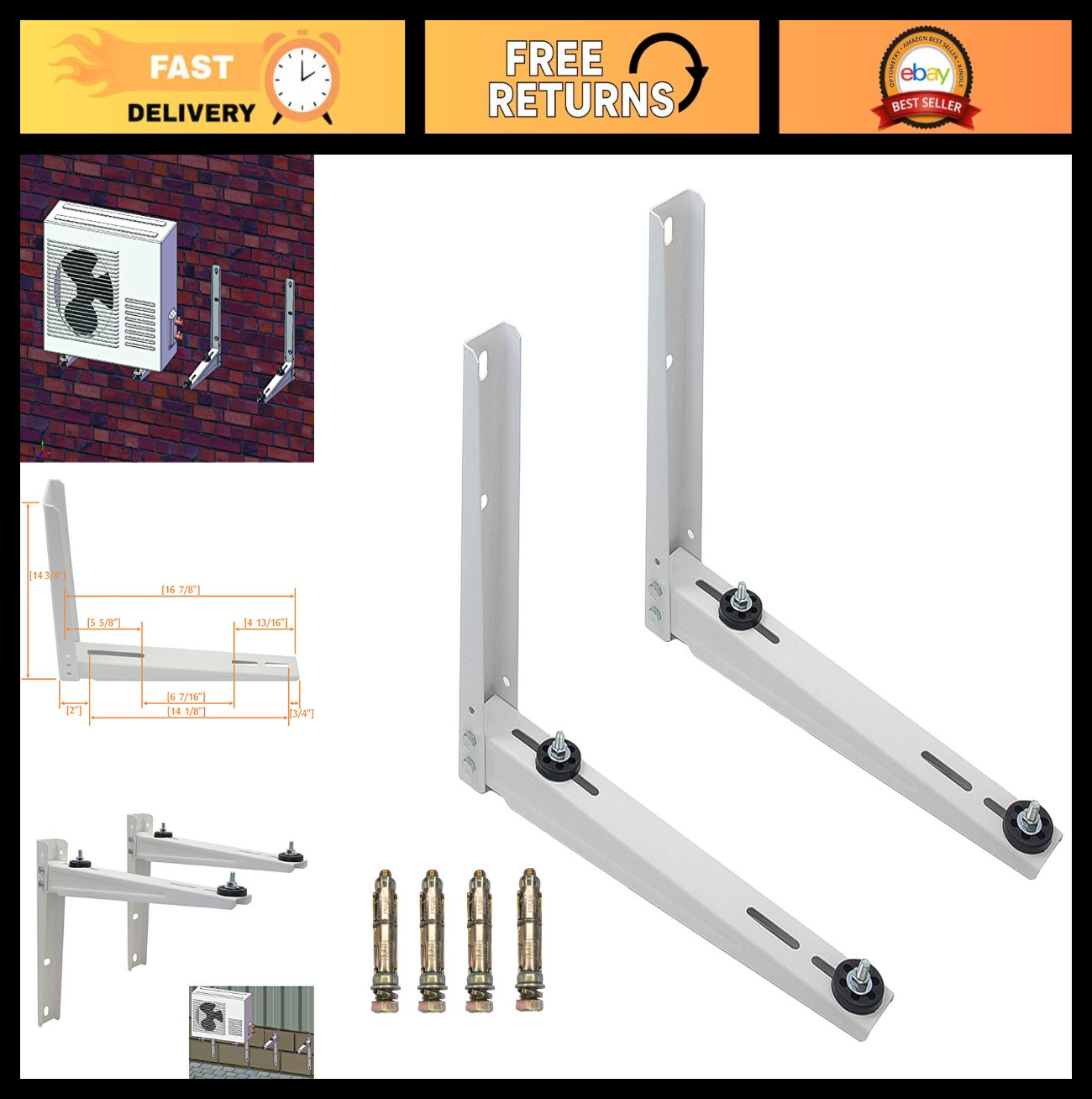 Ductless Mini Split AC Wall Mount Bracket for 7000-15000 BTU Air Conditioners