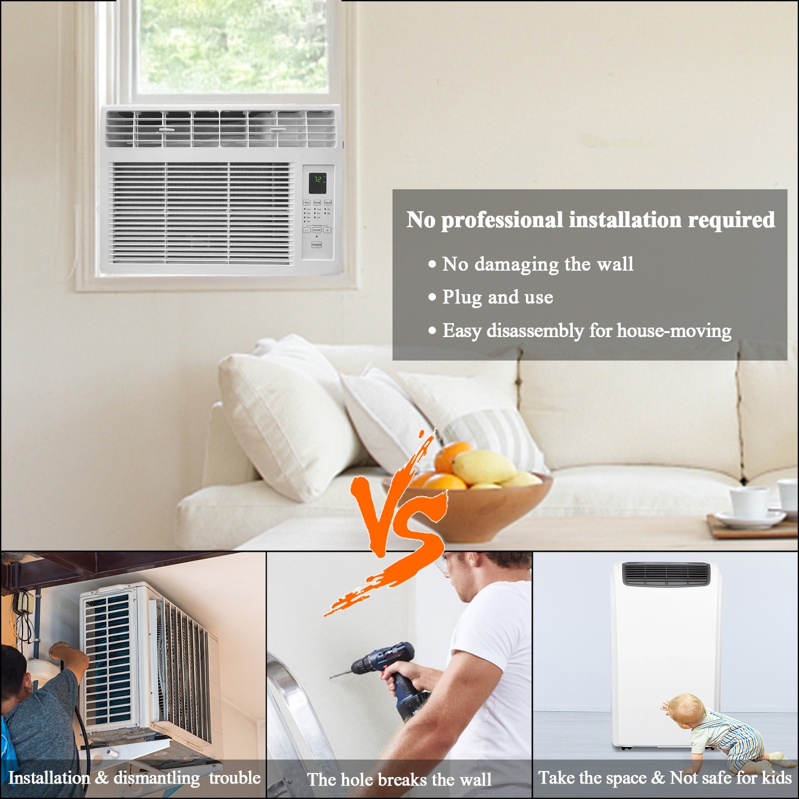 ROVSUN 5000 BTU-6000 BTU Portable Window Conditioner Electric Cooling AC Unit
