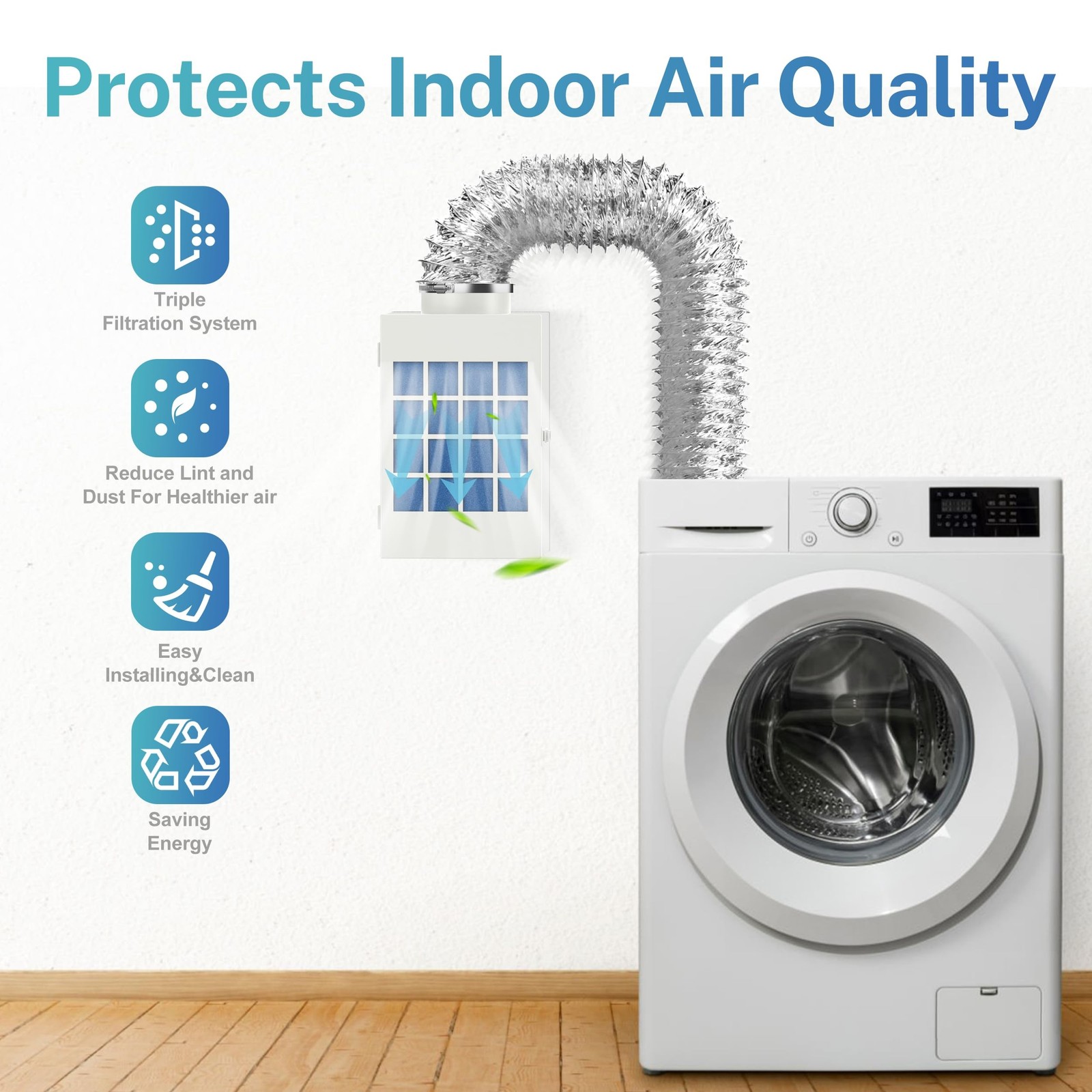 HOOMESUN Indoor Dryer Vent Kit, Dryer Vent Box for Electric Dryer, Safety Ven…