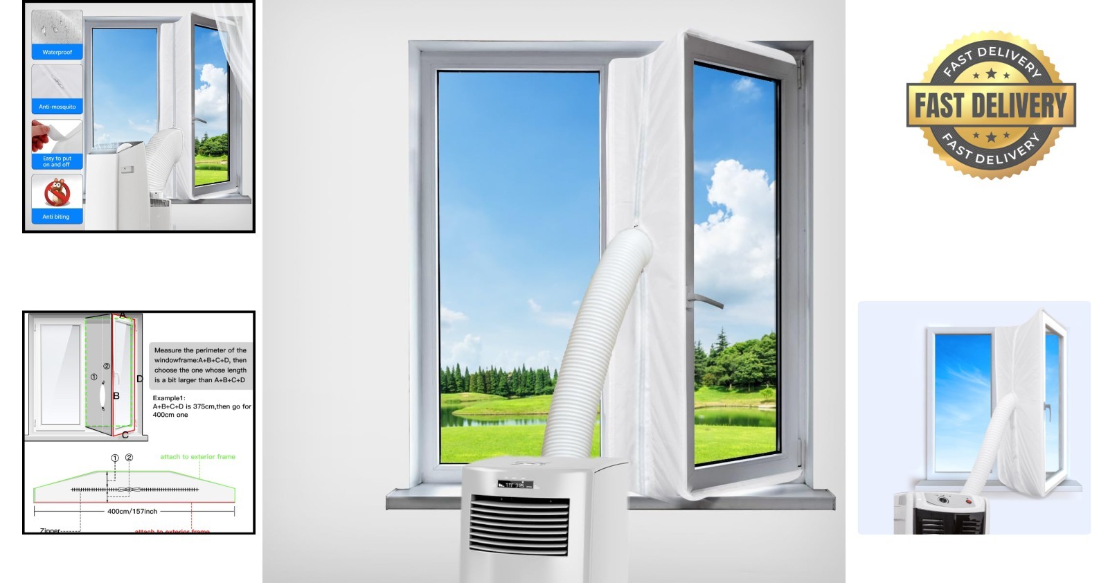 Efficient Portable AC Window Seal with Zipper – Keep Heat Out and Comfort In