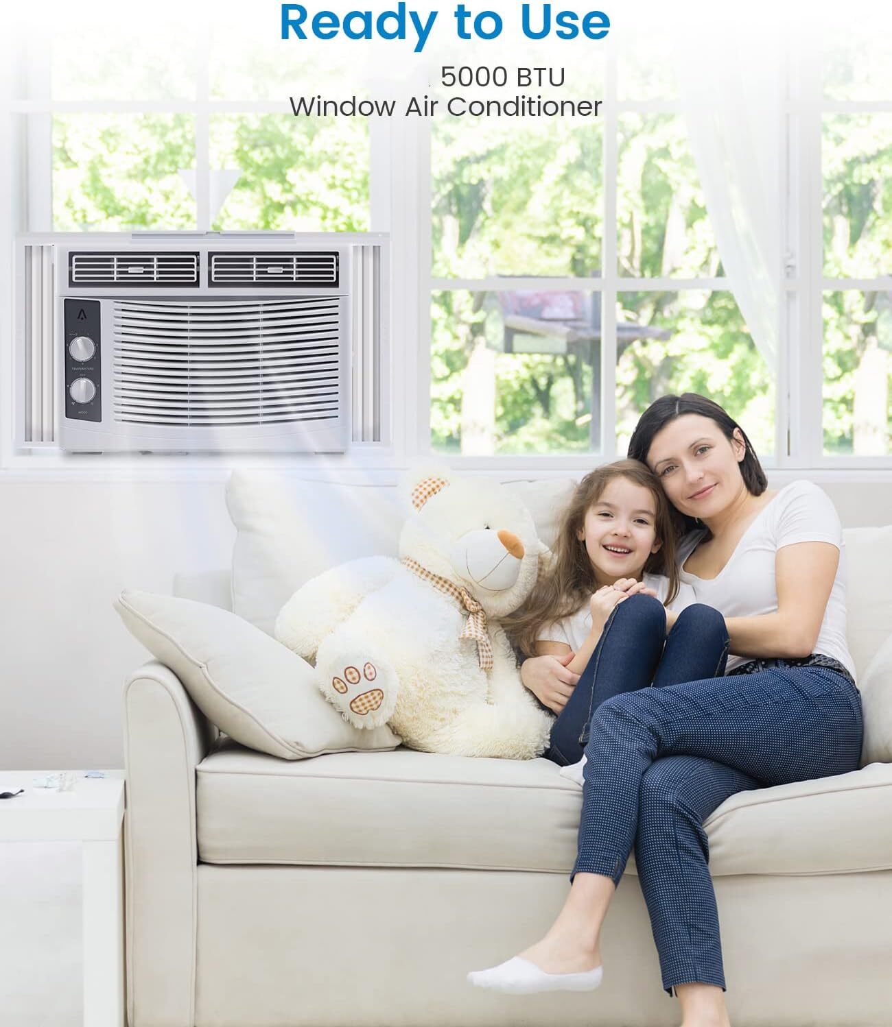5000Btus Window Air Conditioner AC Unit With 2 Fan Speeds & Dehumidification USA