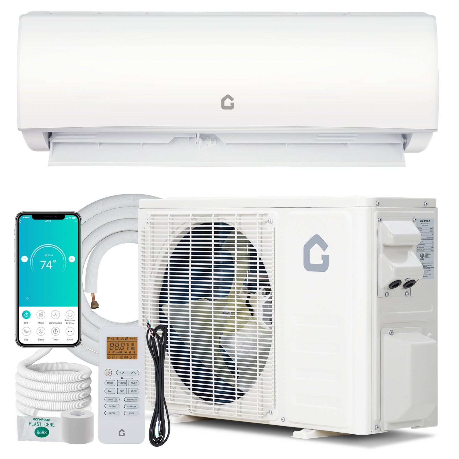 9000 BTU Mini Split Air Conditioner Heat Pump 20 SEER2 Ductless Inverter