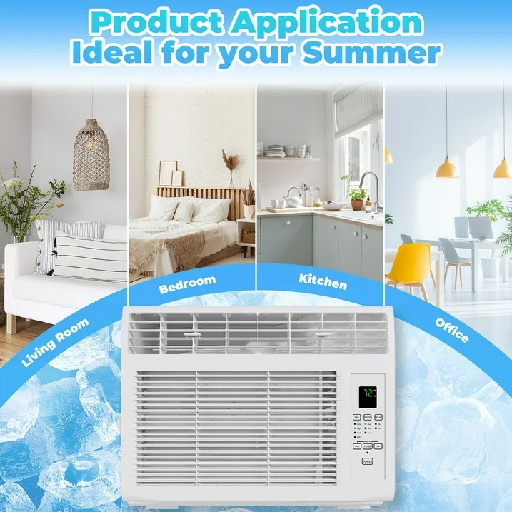 6000 BTU 3 in 1 Window Air Conditioner Cooling Dehumidifier Fan w/Timer, Remote