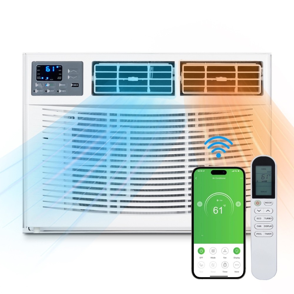 8,000 BTU Heat and Cool Window Air Conditioner w/ Wifi, Remote Control 350 sq.ft