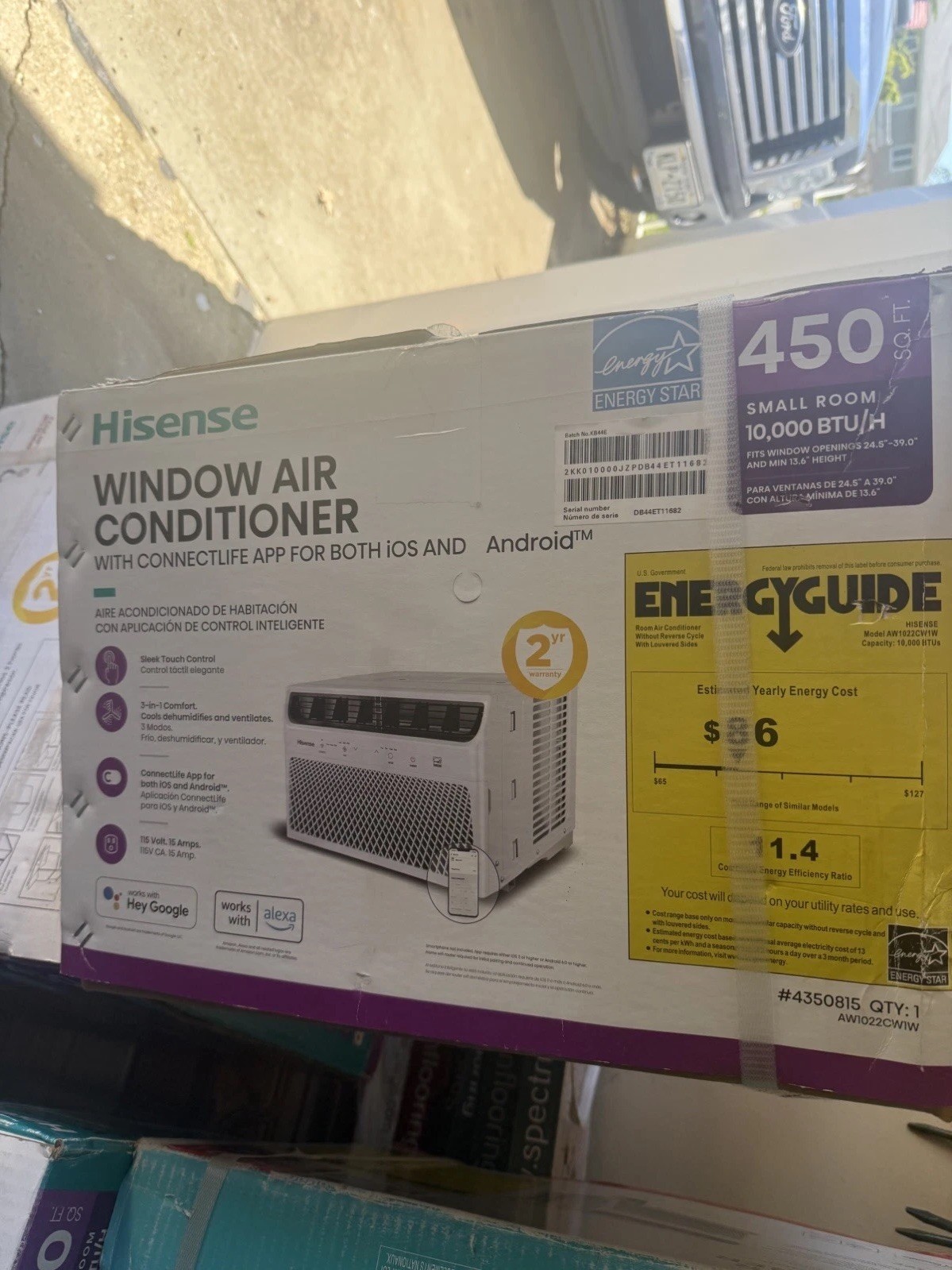 10000 BTU SMART Window Air Conditioner + REMOTE HISENSE AC Wifi Medium Room