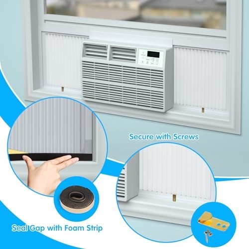 Window Air Conditioner Side Panels with Frame Adjustable Extendable 17 Inch