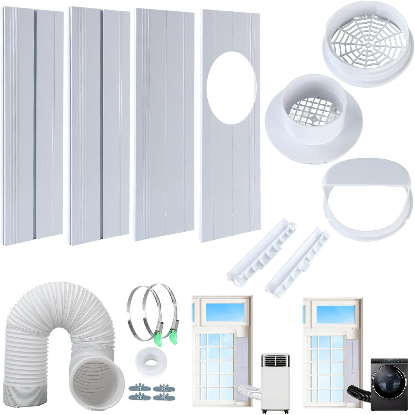 2026 Upgraded Portable Air Conditioner Window Kit with Exhaust Hose, Universal 4