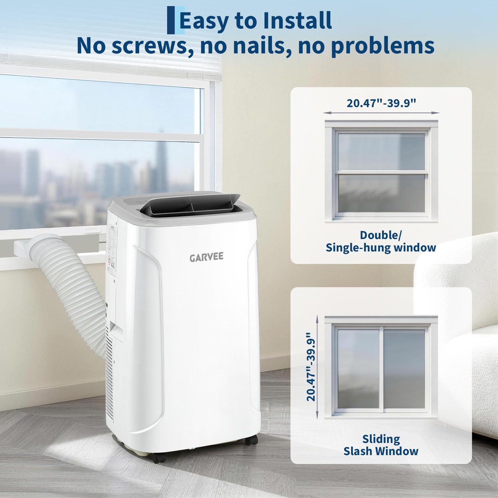 12,000 BTU Portable Air Conditioner 3 Modes with Remote Control –LED Touch Panel