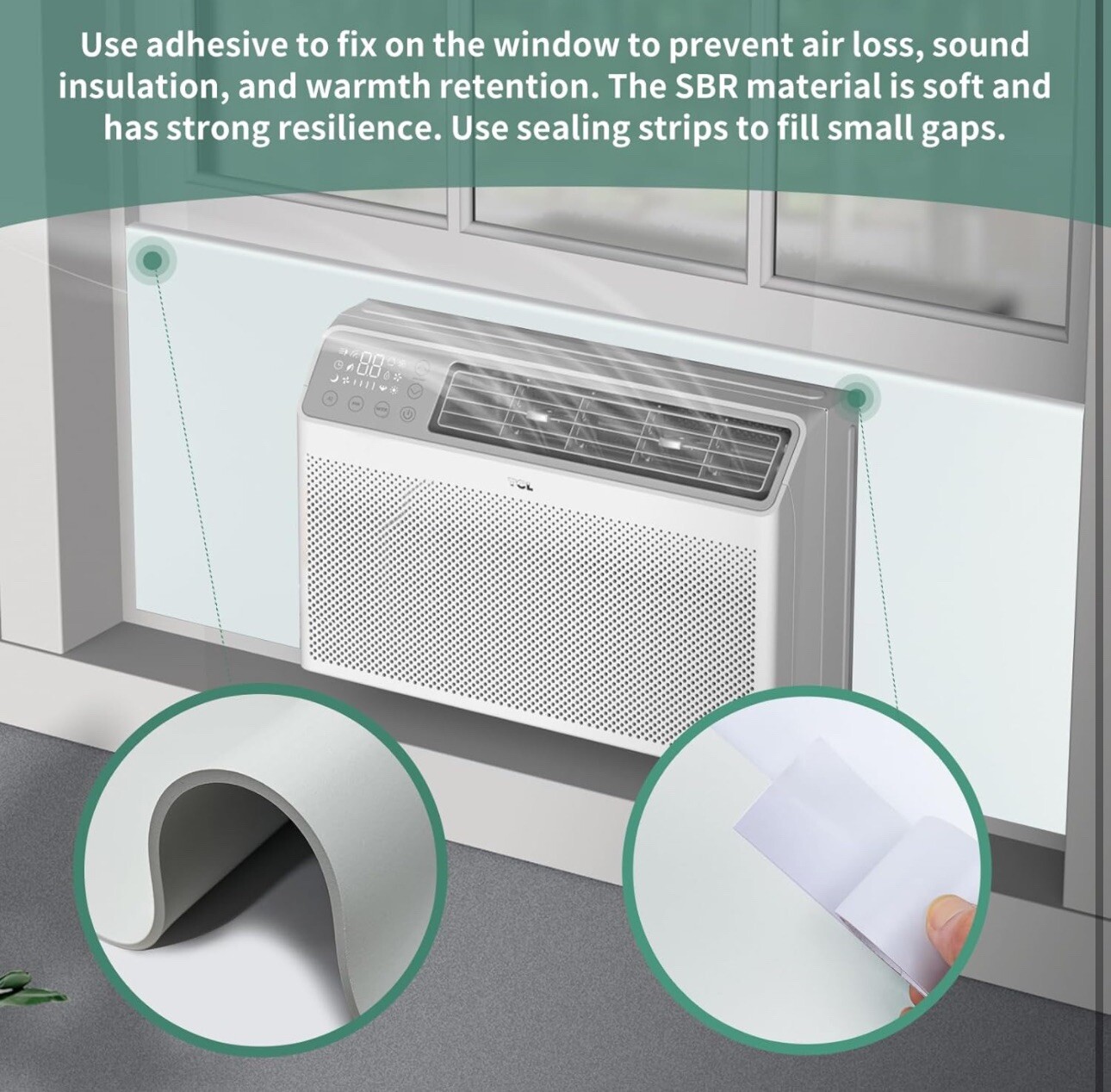 Window Air Conditioner Side Insulated Foam Panel 17&Prime; x 39&Prime;, White, Easy Install