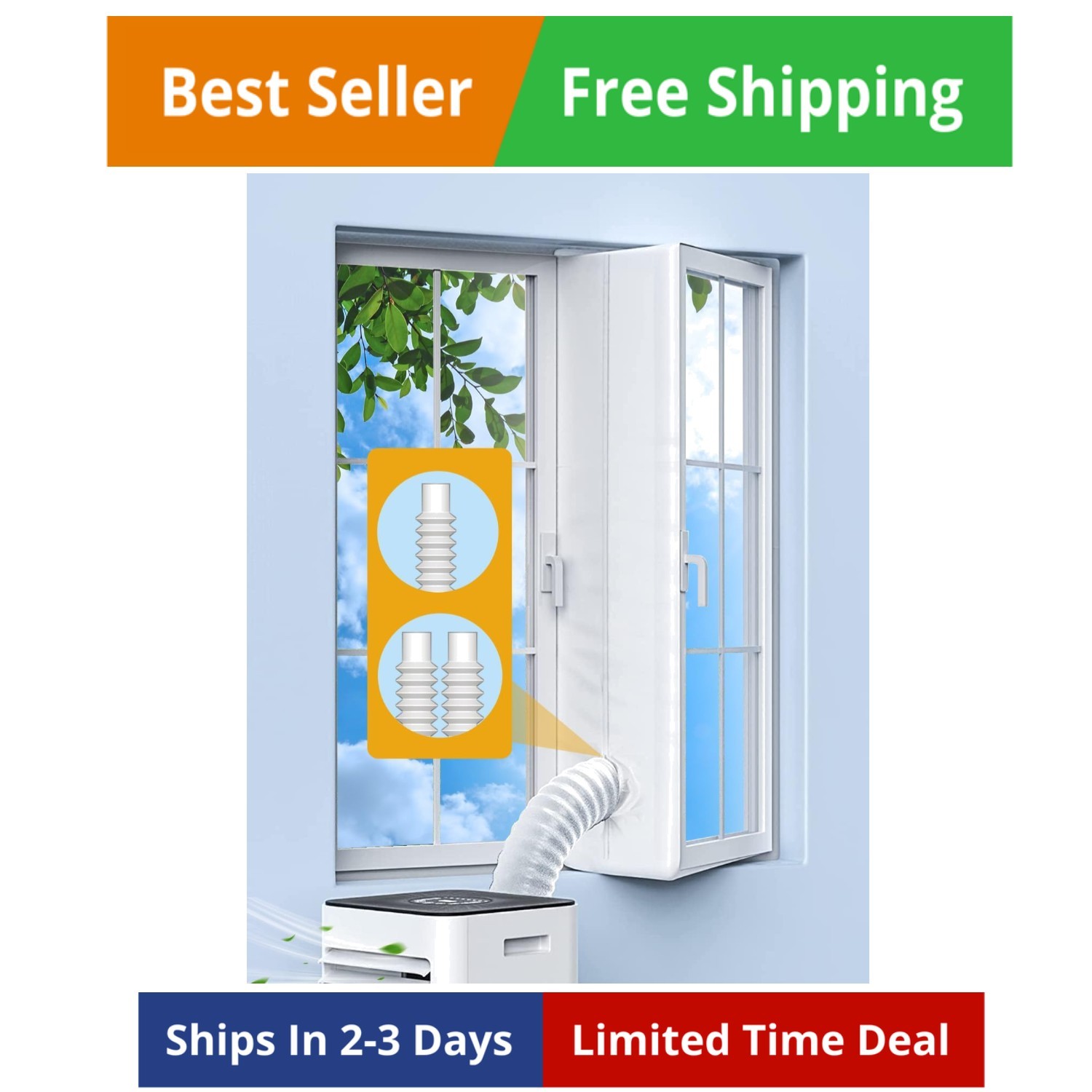 Portable AC Window Seal Kit 400CM 157&Prime; – Universal No-Drill Window Vent for C…