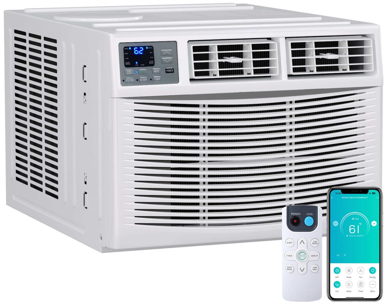 12000 BTU Window Air Conditioner Heater, WIFI App Controlled AC Unit with Remote