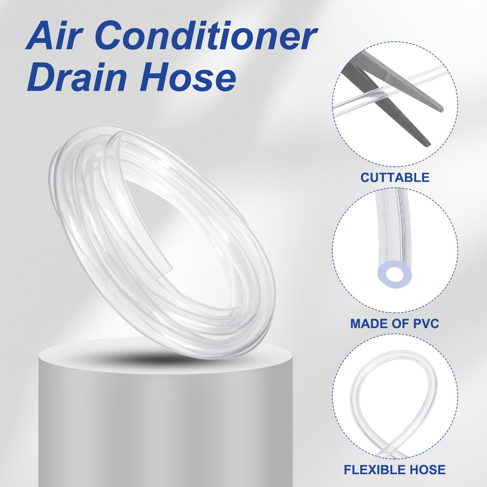 16.4Ft Air Conditioner Drain Hose 5/7&Prime; ID x 7/8&Prime; OD Universal AC Drain Pipe