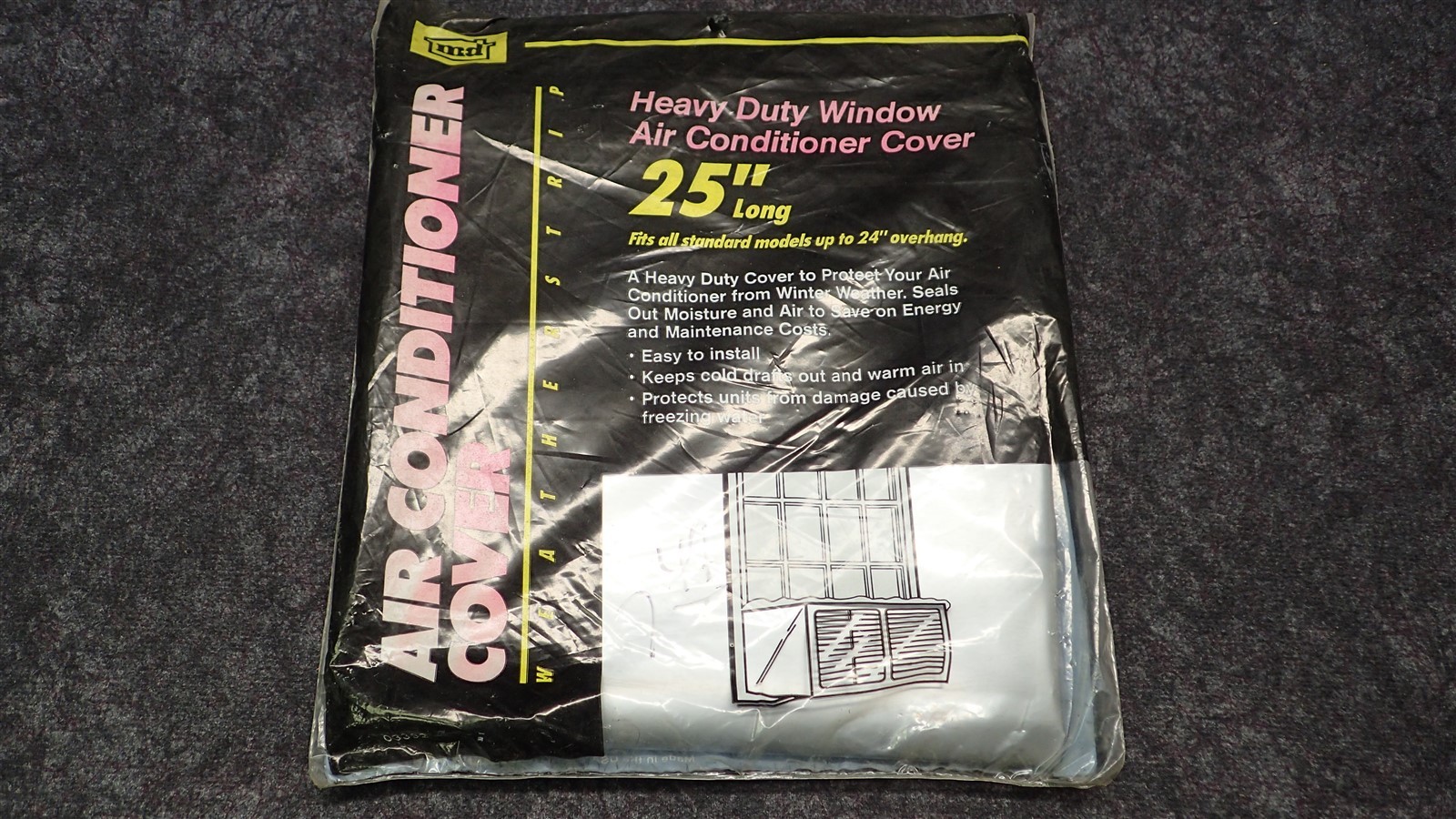 M-D Window Air Conditioner Cover 25&Prime; Long, Heavy Duty, Weather Strip, NOS