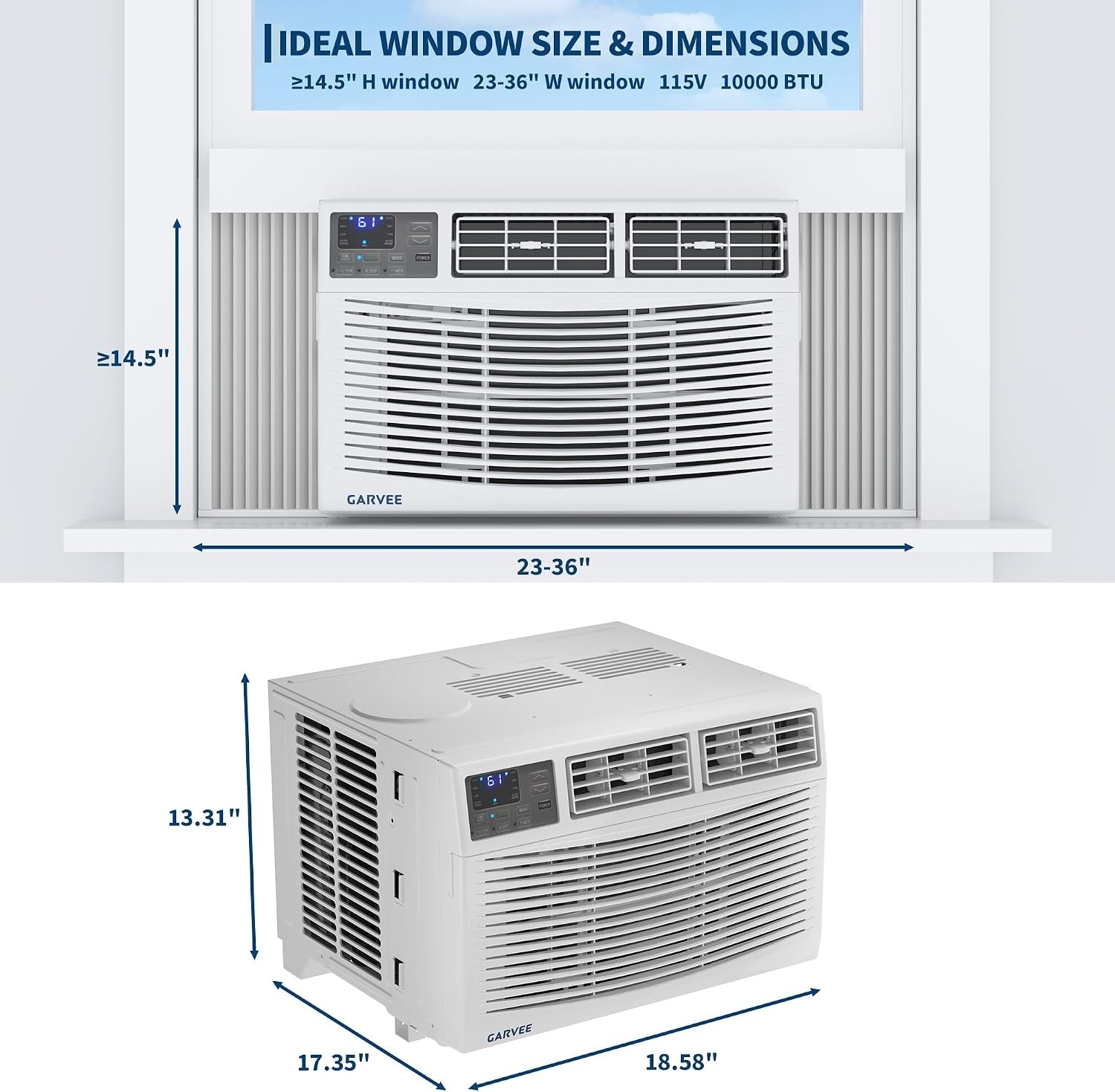10000 BTU Window Air Conditioner with Remote, Cools Rooms 3 Cooling & Fan Speeds
