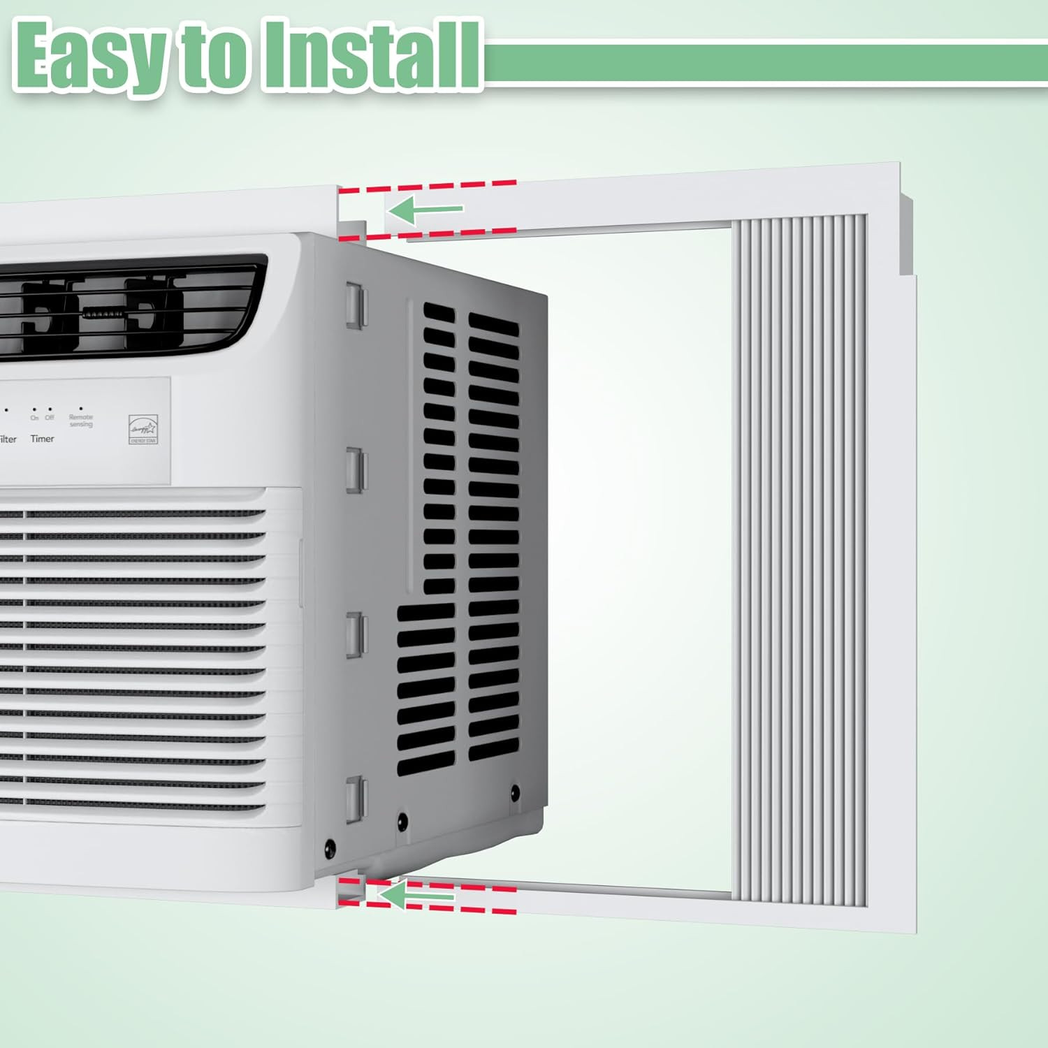 Window AC Side Panels with Frame Set,Air Conditioner Accordion Filler Curtain Re
