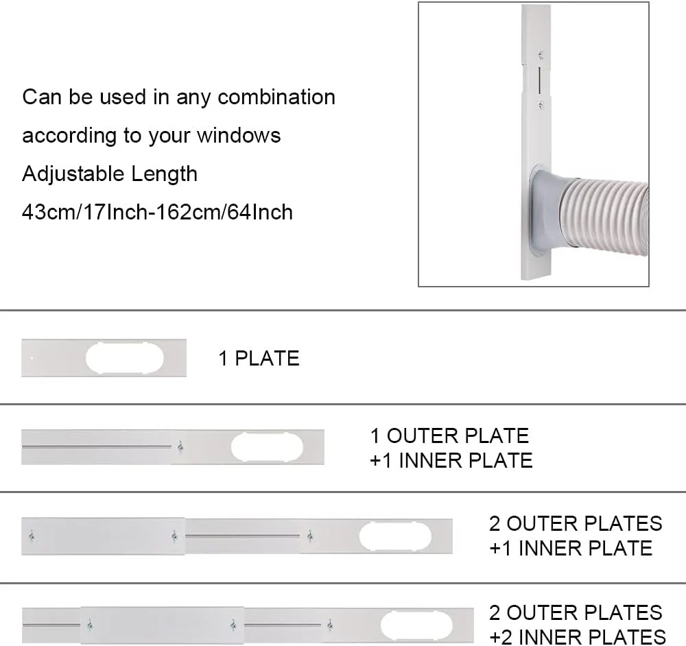 Portable AC Window Vent Kit 5.9 Inch Hose 59 Inch Exhaust Kit Adjustable 17-6…