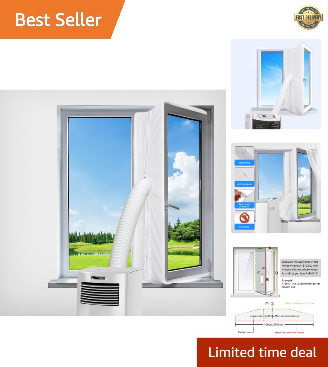 Efficient Portable AC Window Seal with Zipper – Keep Heat Out and Comfort In