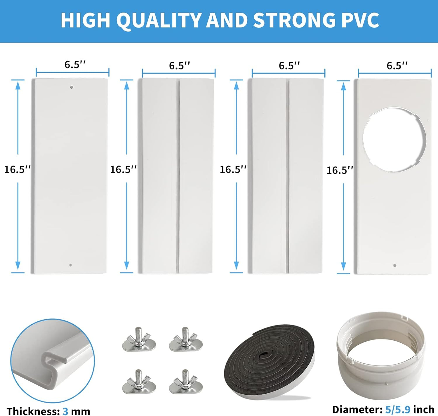 Portable Air Conditioner Window Kit with Universal Coupler for Ducting Exhaust H