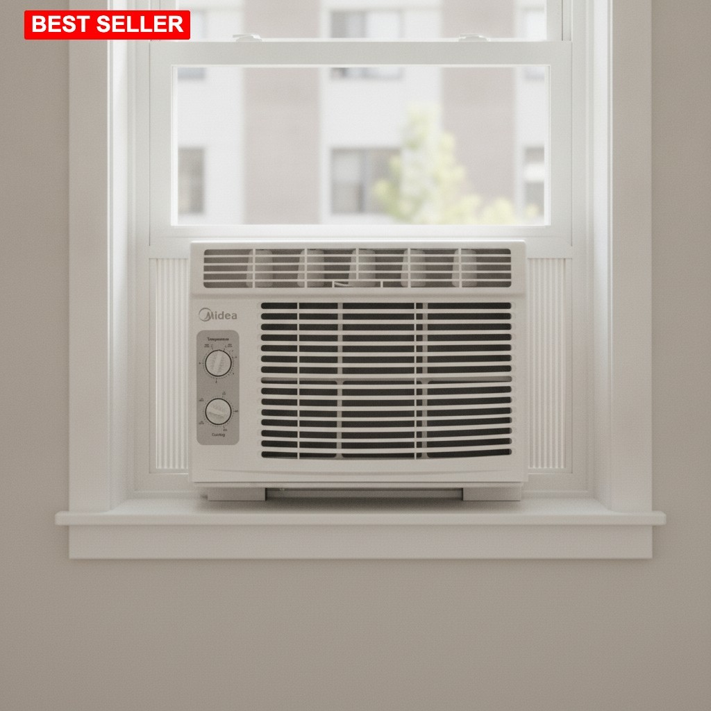 Window Air Conditioner 5,000 BTU Small Room Cooling Up To 150 Sq Ft White