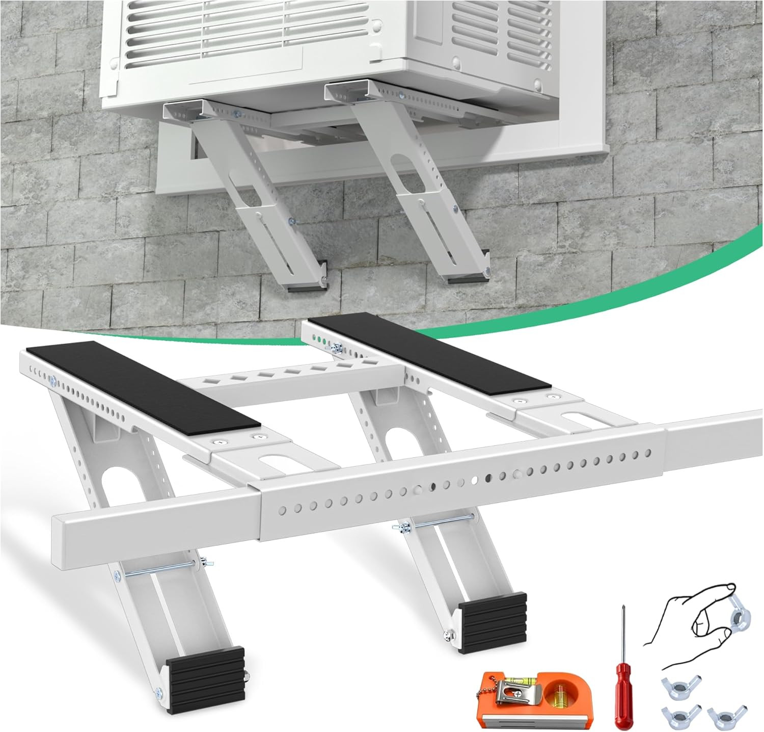 Air Conditioner Support Bracket No Drill: Heavy Duty 350Lbs, Adjustable Width 31