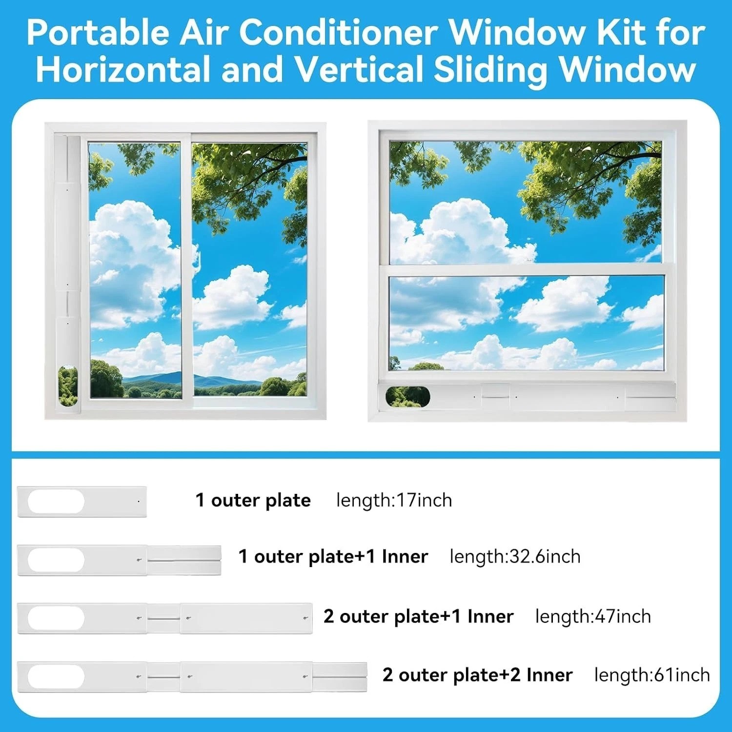 Portable Air Conditioner Window Vent Kit 5.9 Inch Exhaust Hose Adjustable