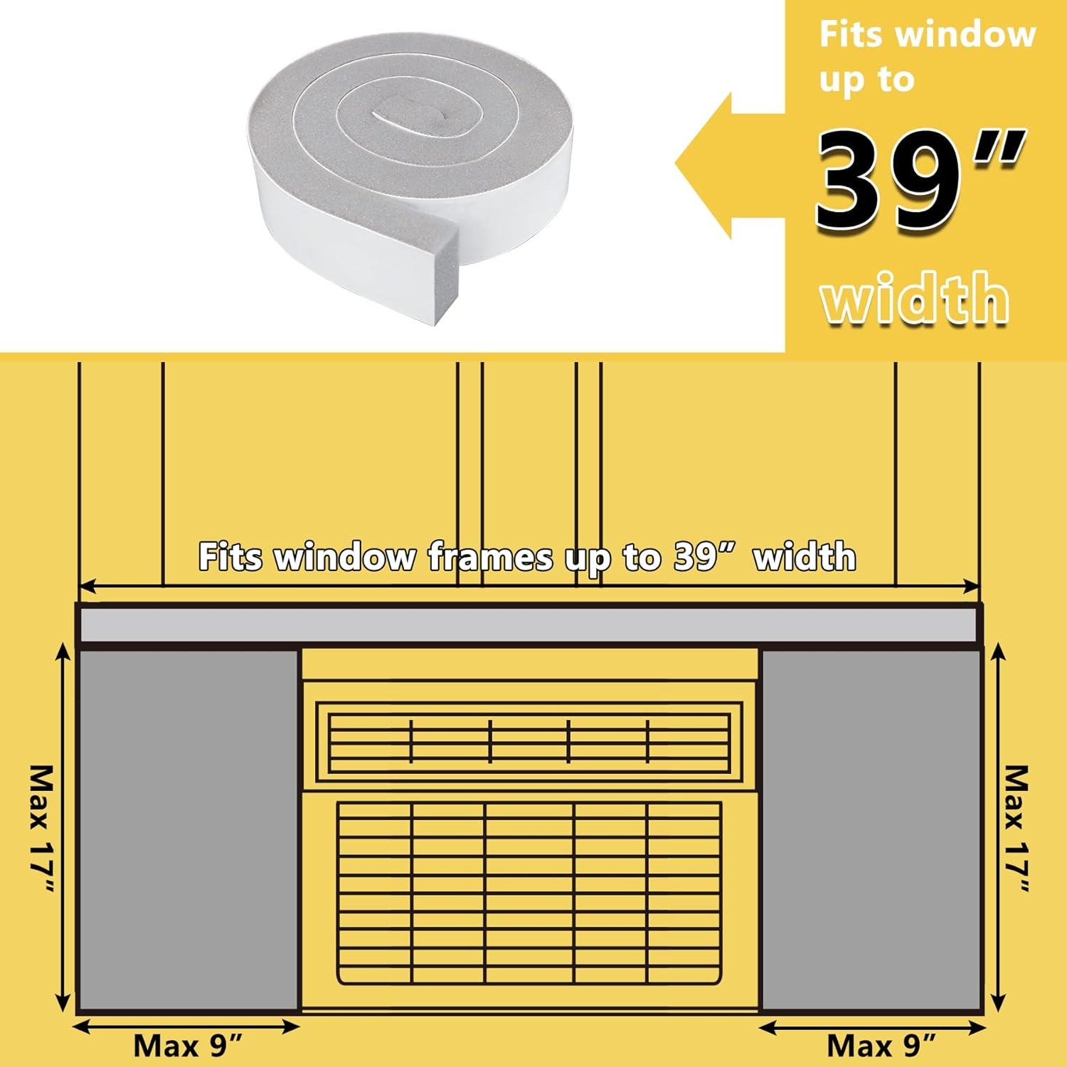 Window Air Conditioner Foam Insulated Panel 17 Inch High x 9 Inch Wide All