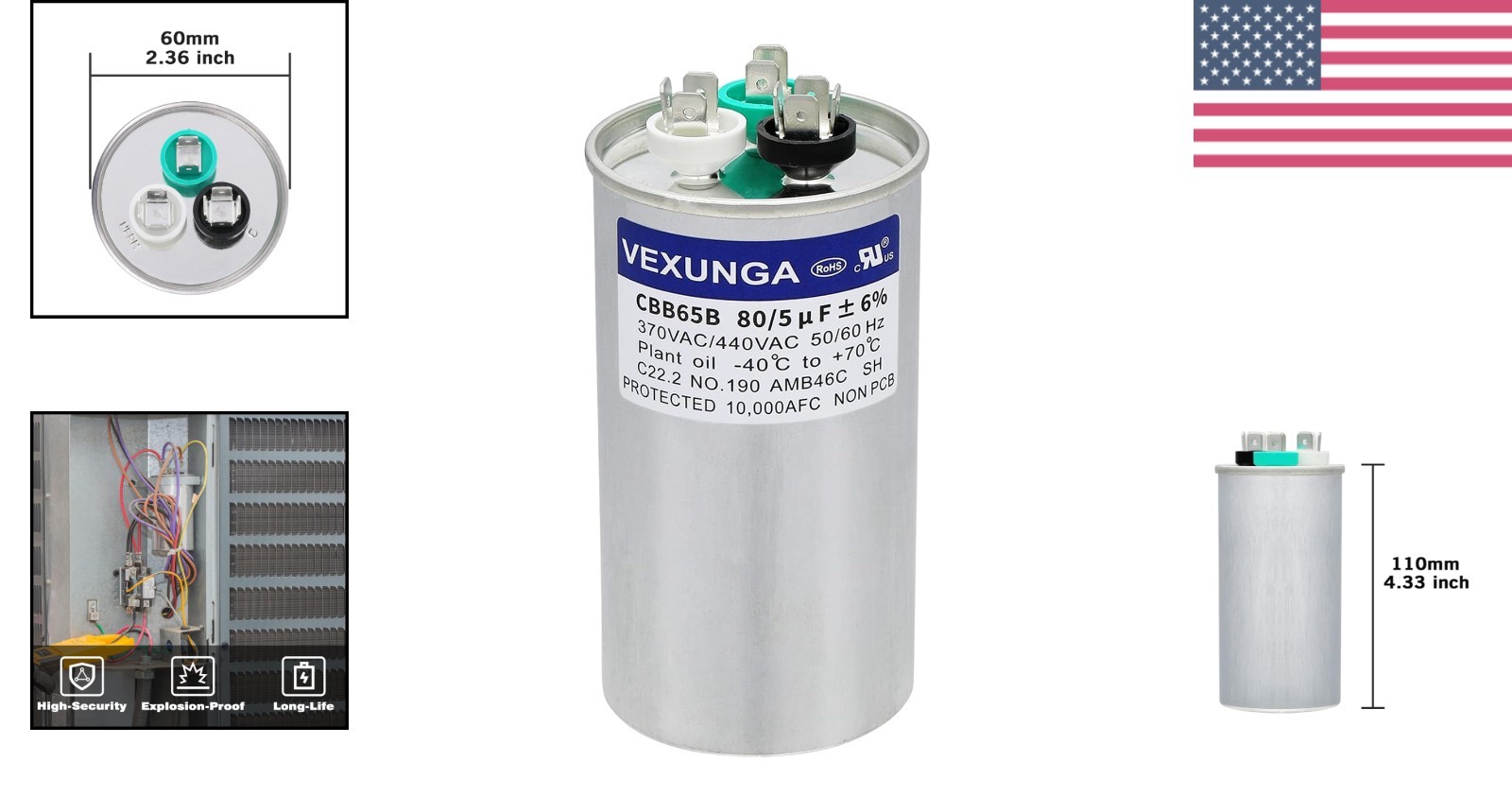 Effortless 80/5 uF Capacitor Replacement for 370/440VAC Air Conditioning Units